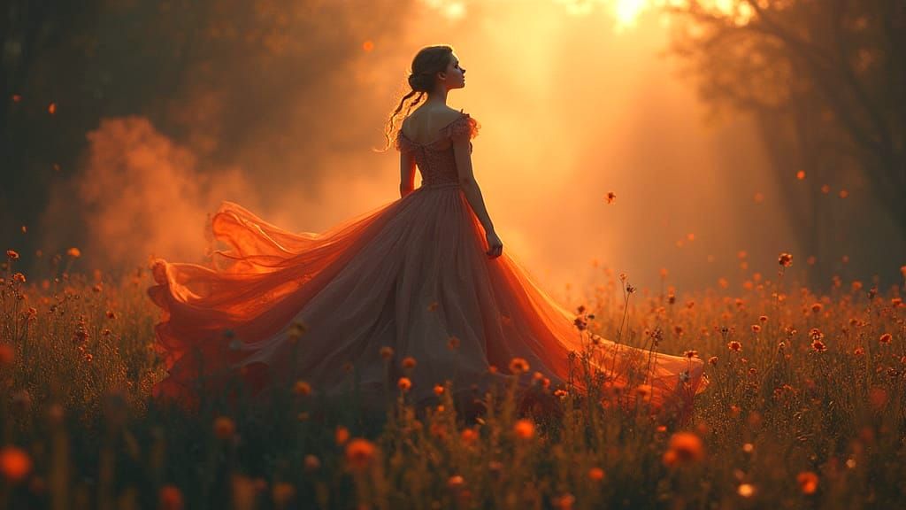 Elegant Woman in Period Gown, Painterly Realism