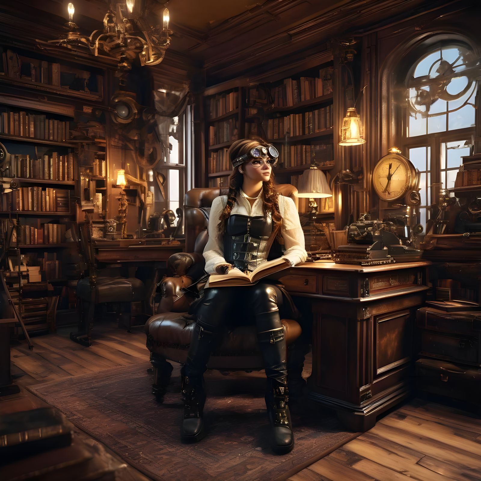 Steampunk Teenage Girl's Bedroom in 3D Cinematic Style