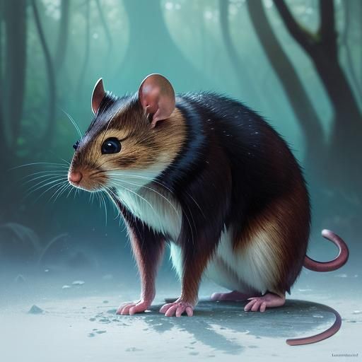 Mouse Child in Hyperrealistic Tree, Digital Art