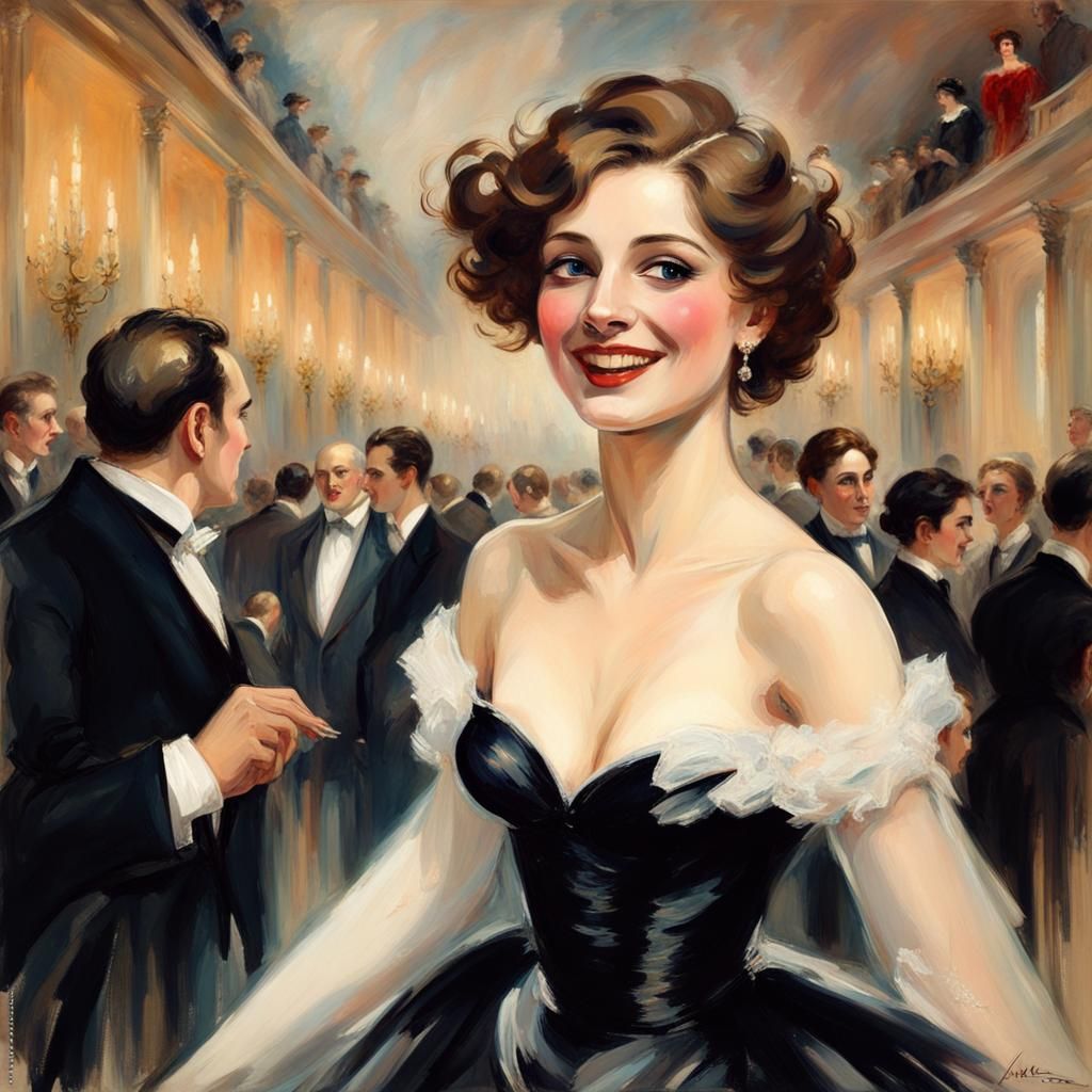 Elegant Woman at the Opera in 1900s Style