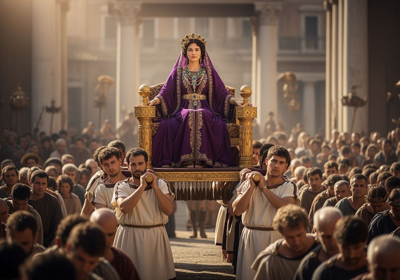 Roman Empress on Litter, Carried by Servants