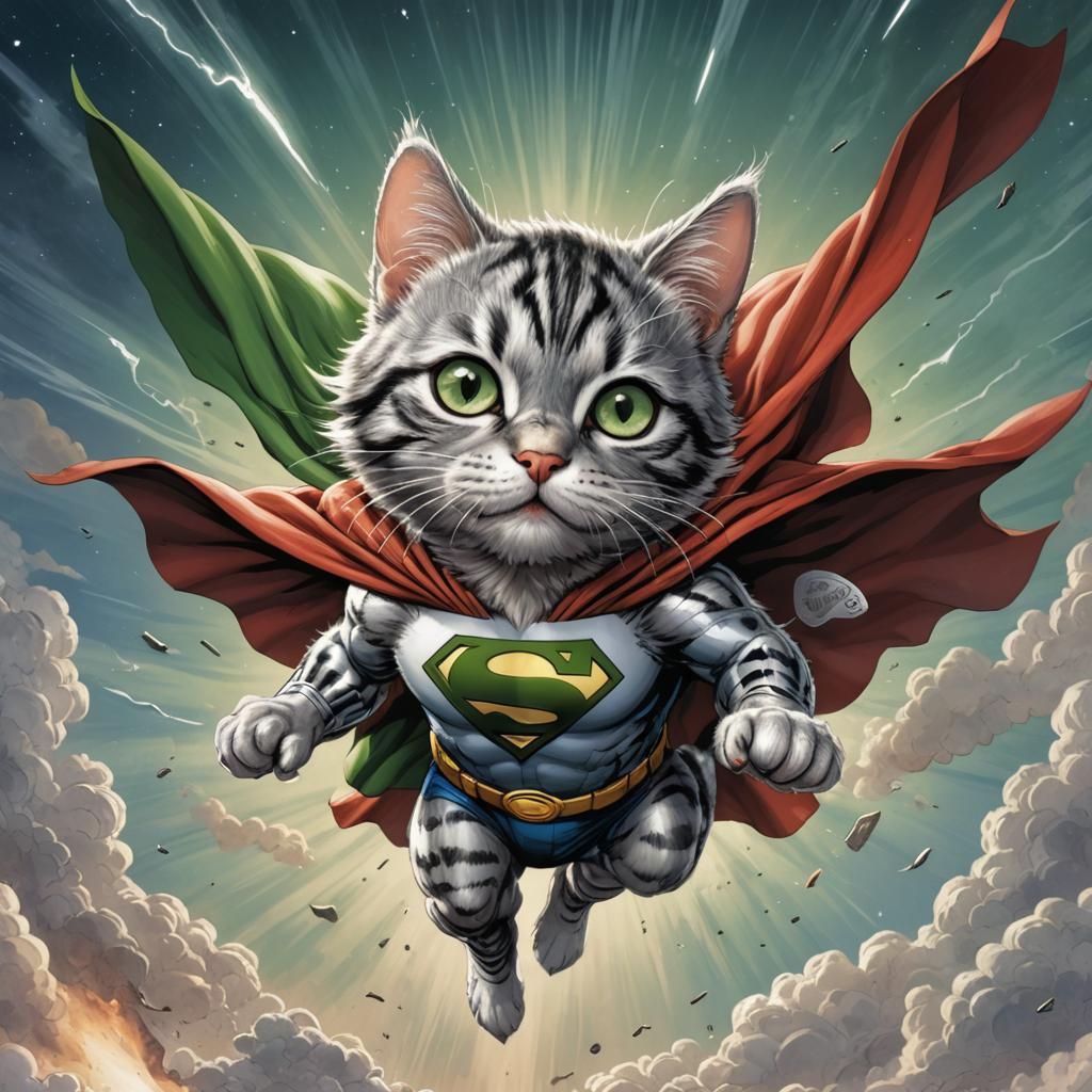 Super Cat Flying, Comic Book Art Style