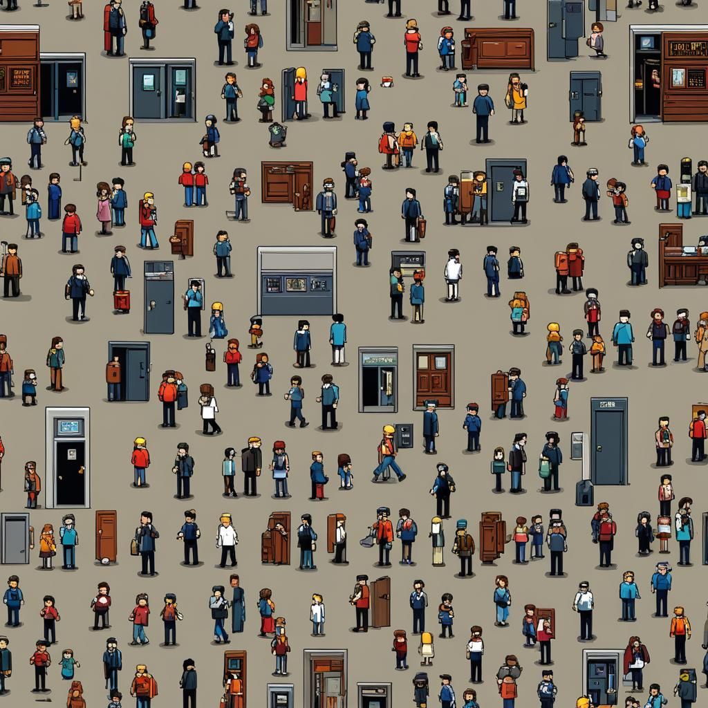 8-Bit Pixel Art: People Going Online
