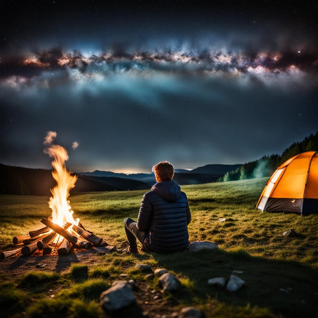 Wanderer Under Desert Stars at Night
