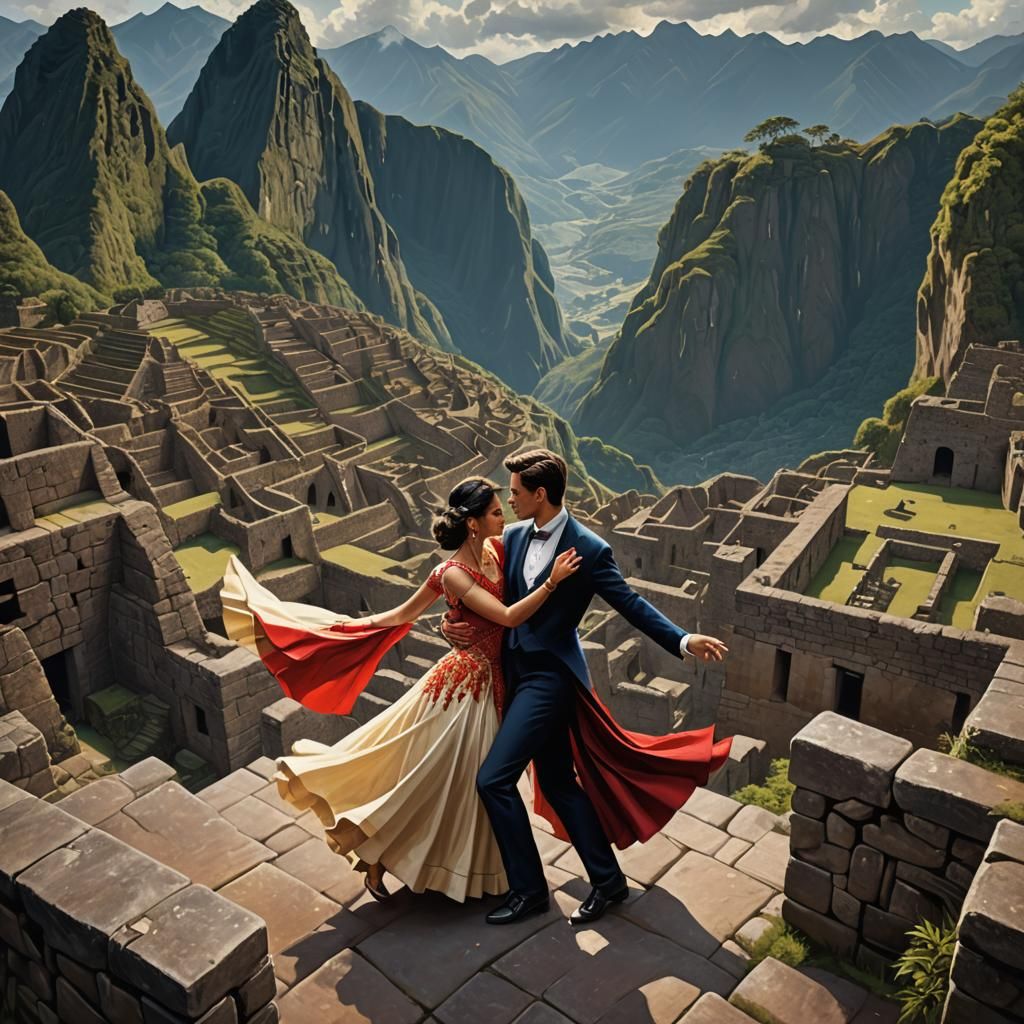 Ballroom Dance on Machu Picchu: Oil on Canvas