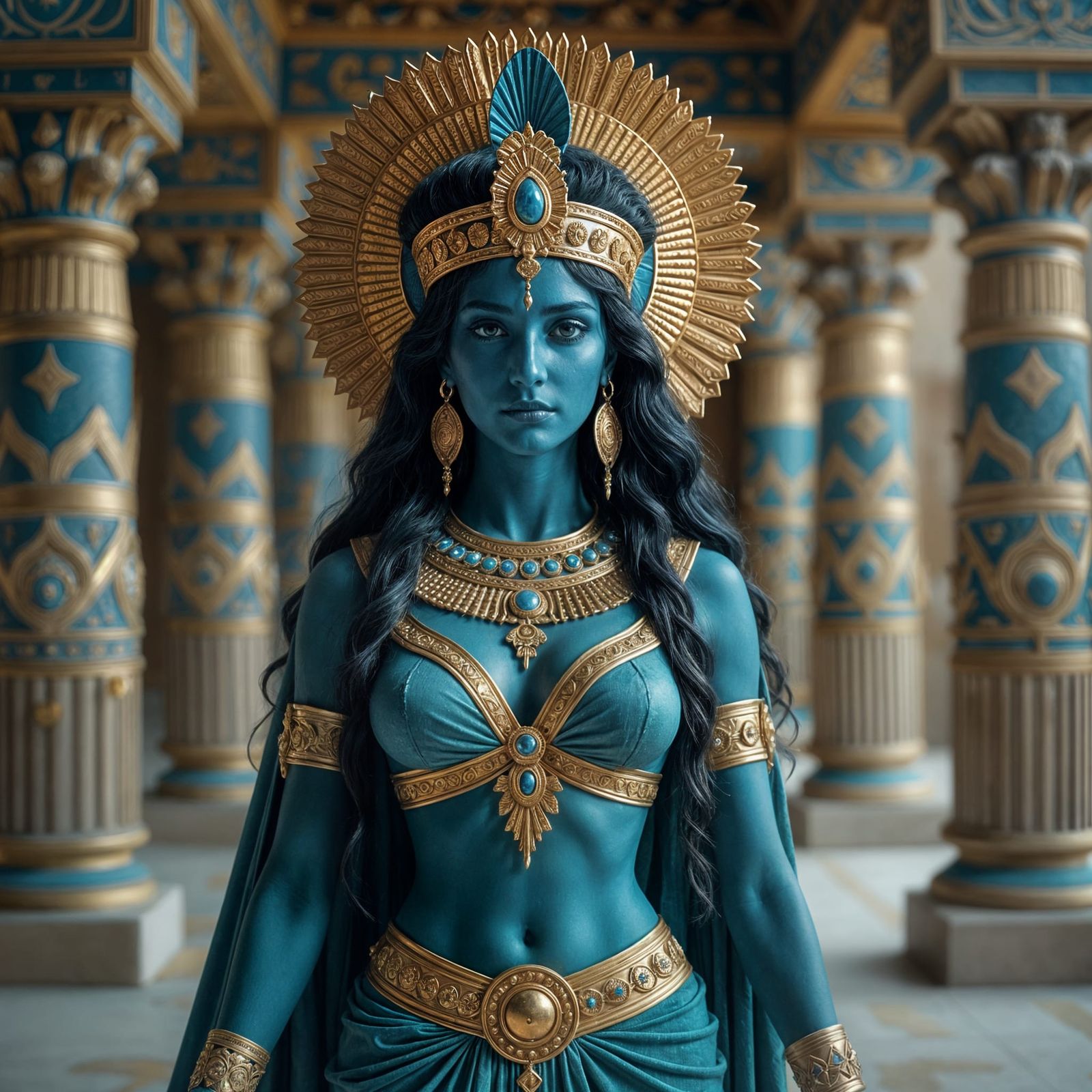 Phoenician Goddess Astarte in Moody Cinematic Style