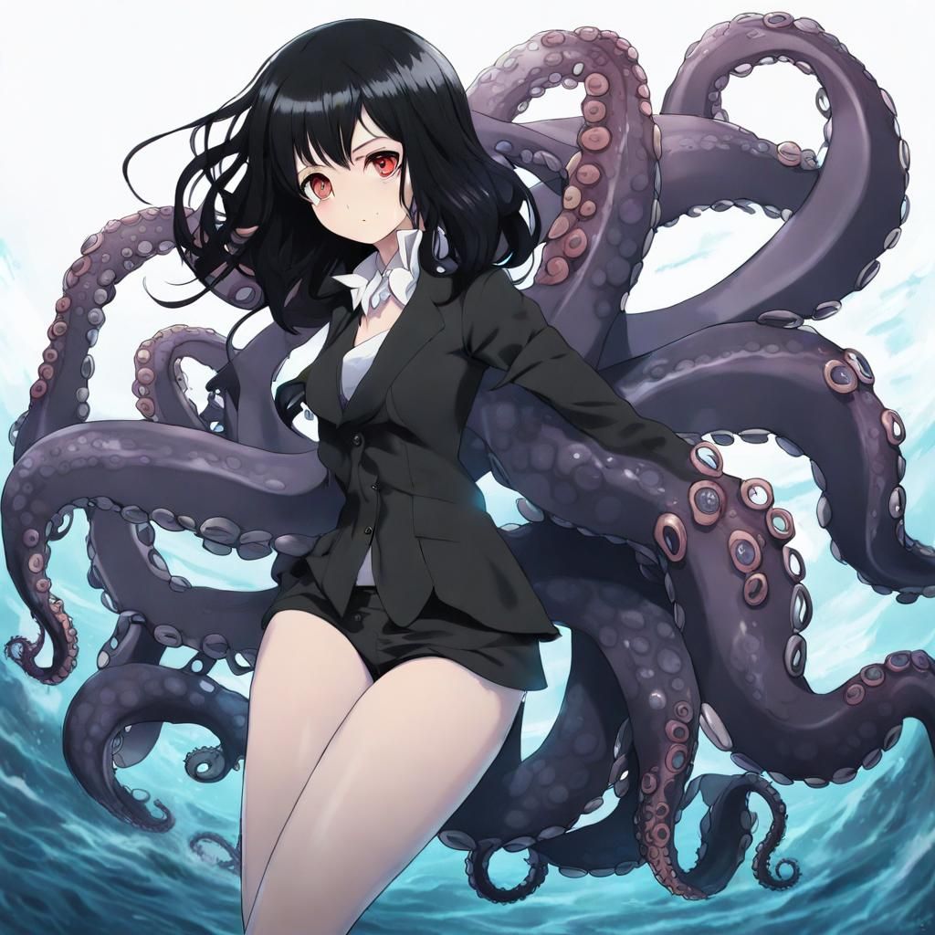 Anime Octopus Woman Full Body Portrait