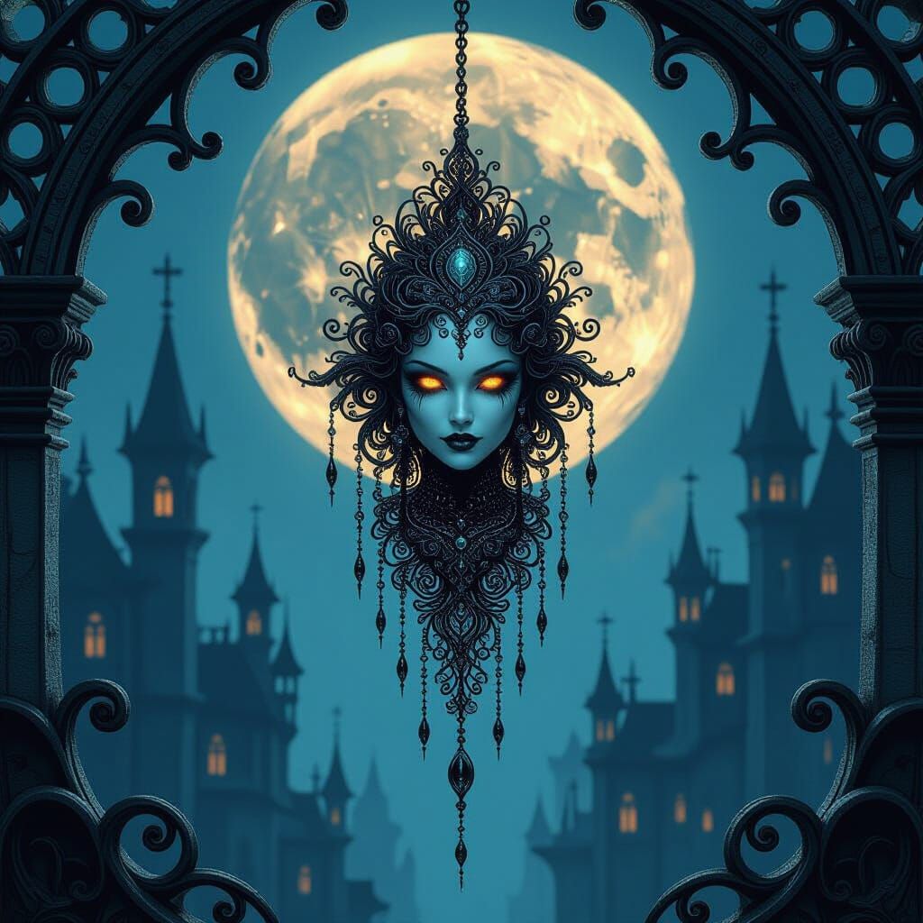 Mystical Bead Masterpiece in Gothic Dark Fantasy Style