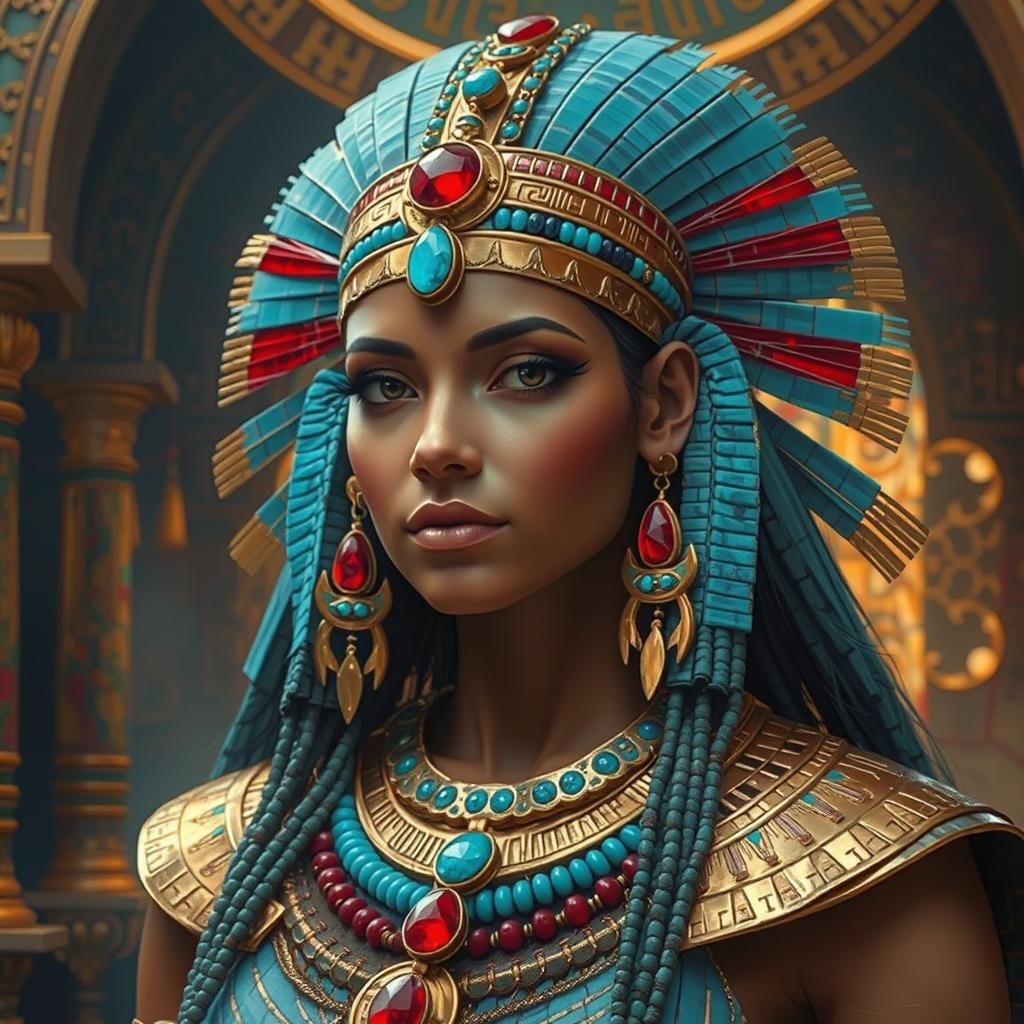 Egyptian Goddess with Golden Headdress