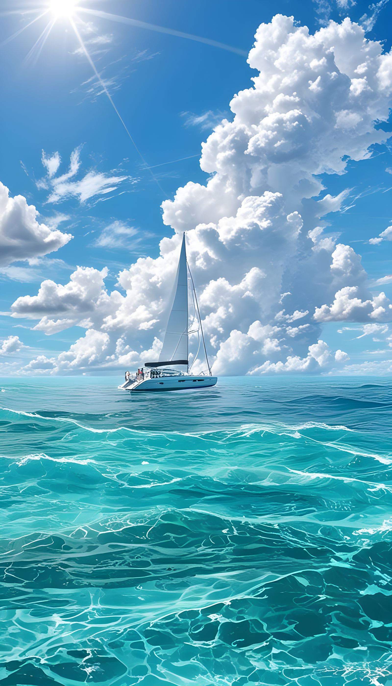 The luxury Catamaran Calibri off the island of Bali, Java Sea