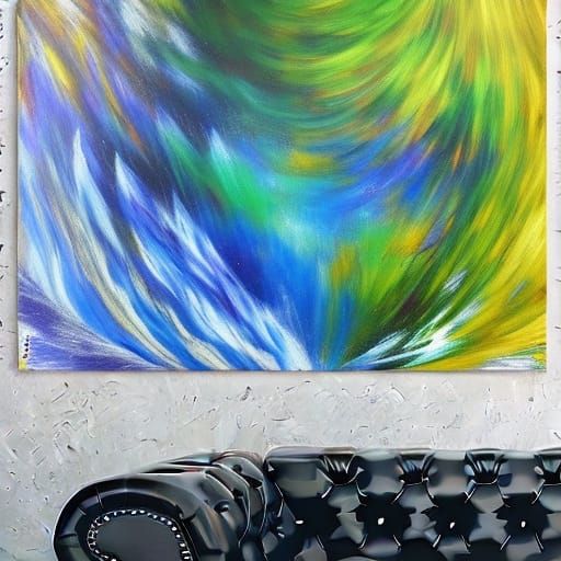 Acrylic Painting of Flowing Water with Pyrite