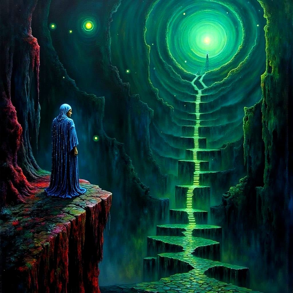 Bioluminescent Labyrinth and Starfort in Esoteric Surrealism