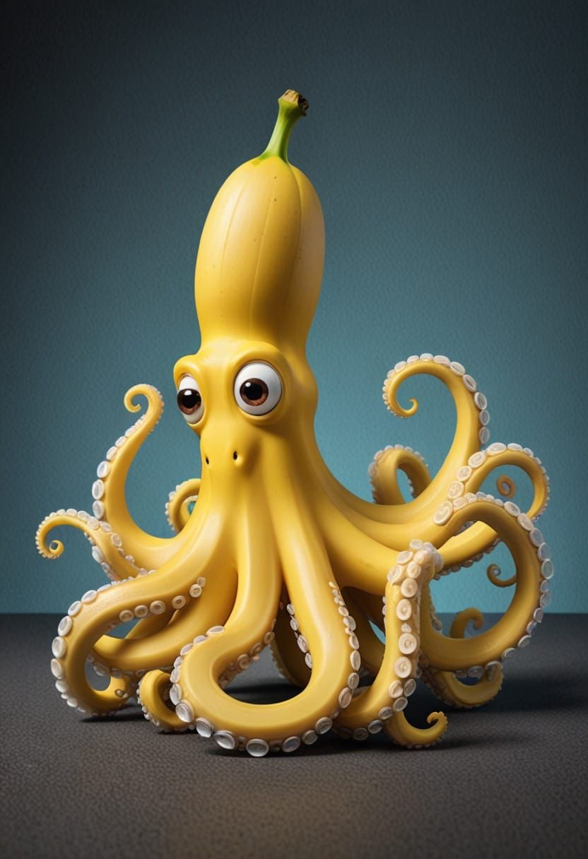 Charming Banana Octopus Cartoon Character