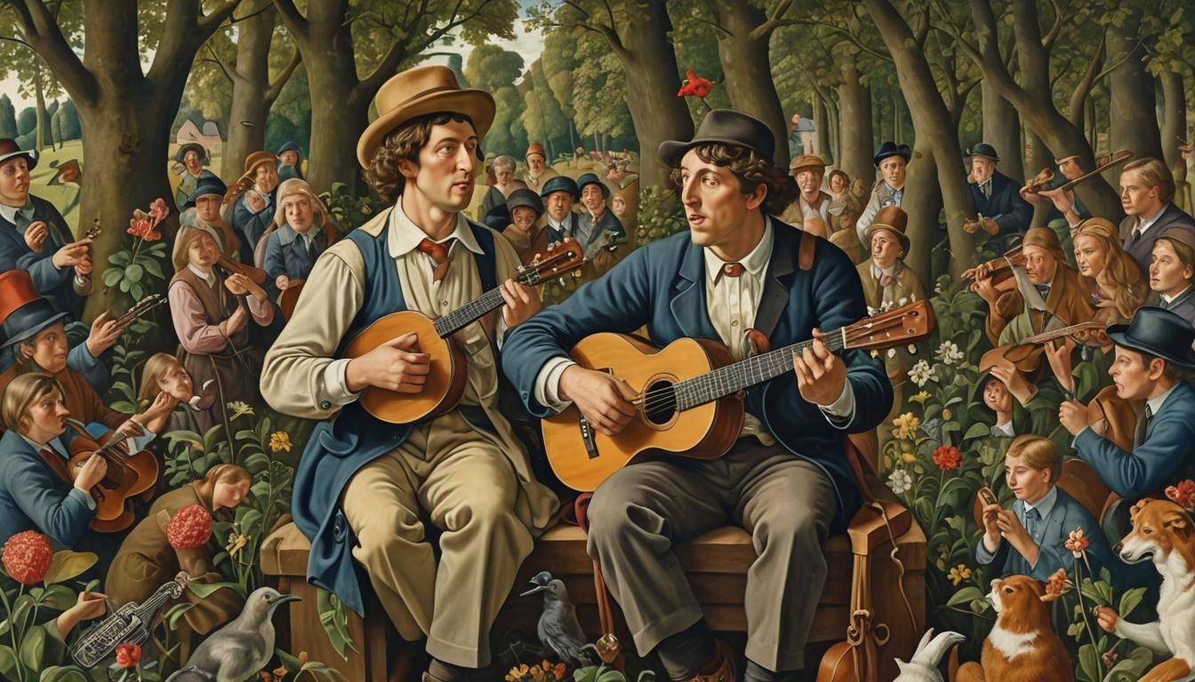 Hurdy Gurdy Man's Love Song: Oil Painting