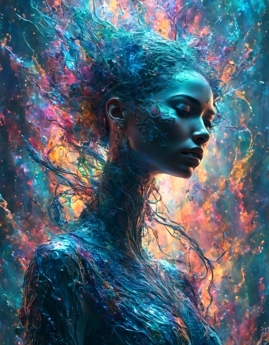 Central Nervous System as Iridescent Female Portrait