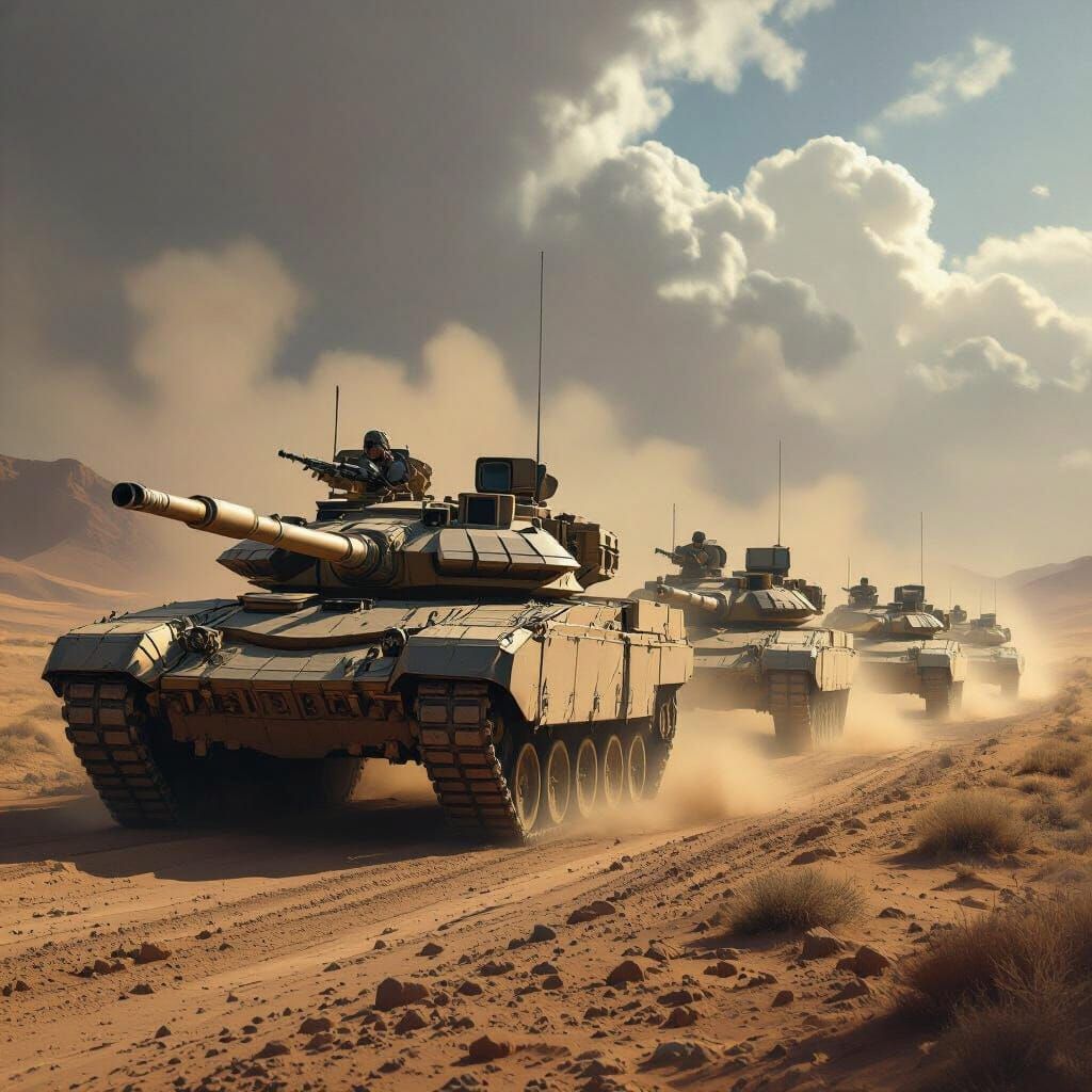 11th Armored Cavalry Advances in Desert Concept Art