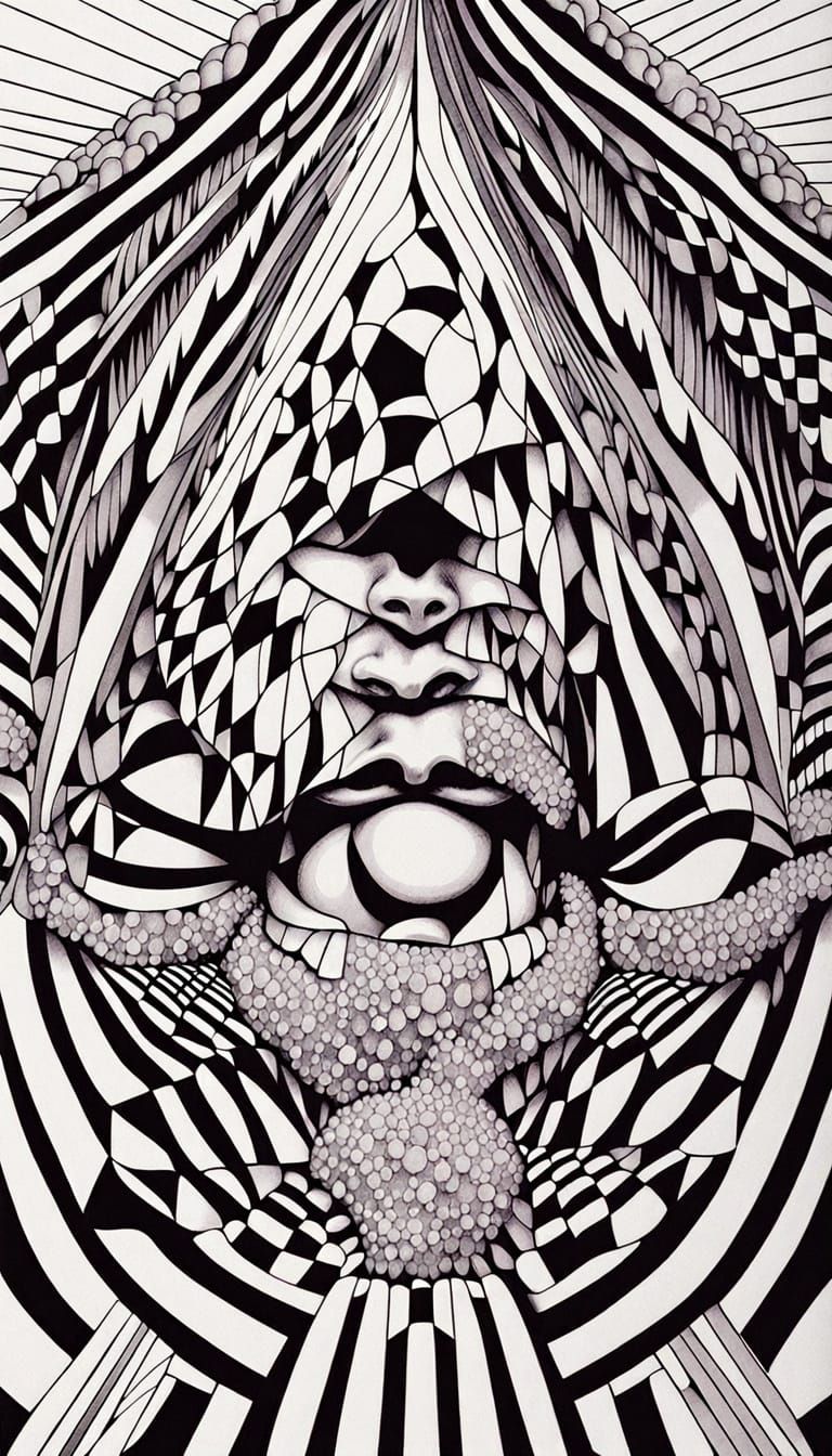 Optical Art Geometry in M.C. Escher Style