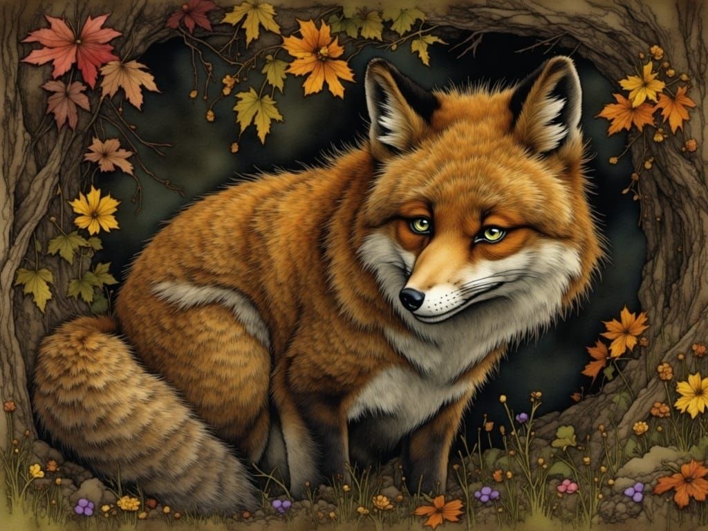 Fox in Dreamlike Forest, Animated Style