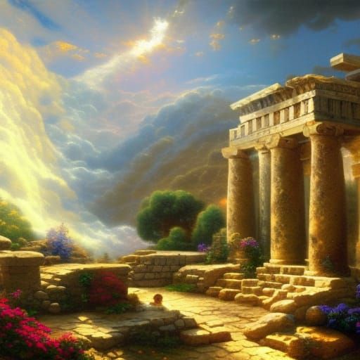 Greek Gods Behold Prosperous Ancient City