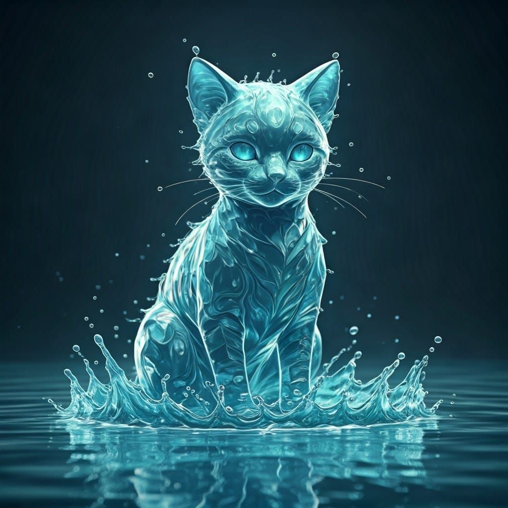 Ethereal Water Feline Emerge from Mist