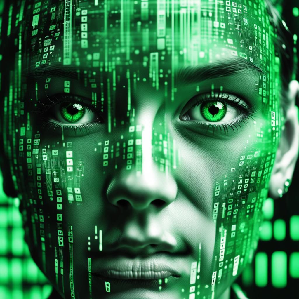 Monochrome Matrix Code Dream in Cyberpunk Style