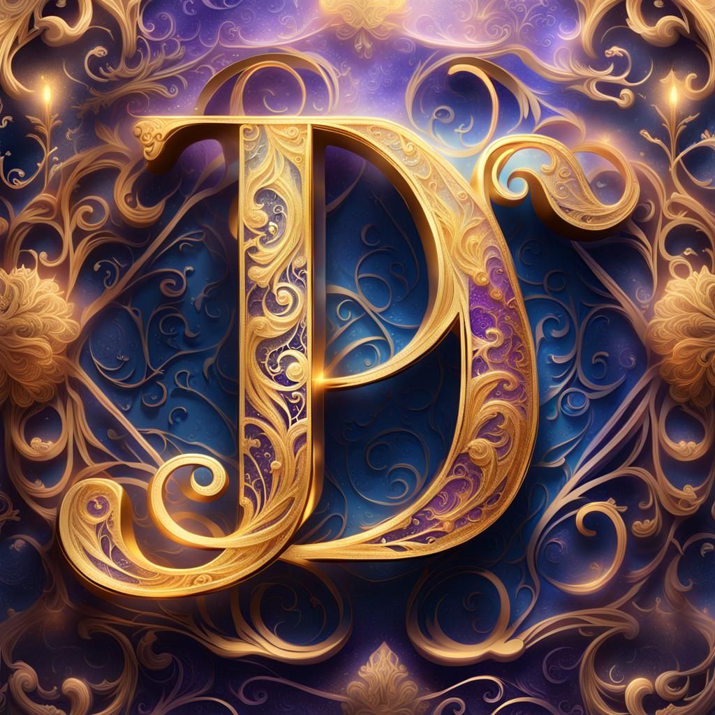 Golden Letter J with Ethereal Filigree in Matte Style