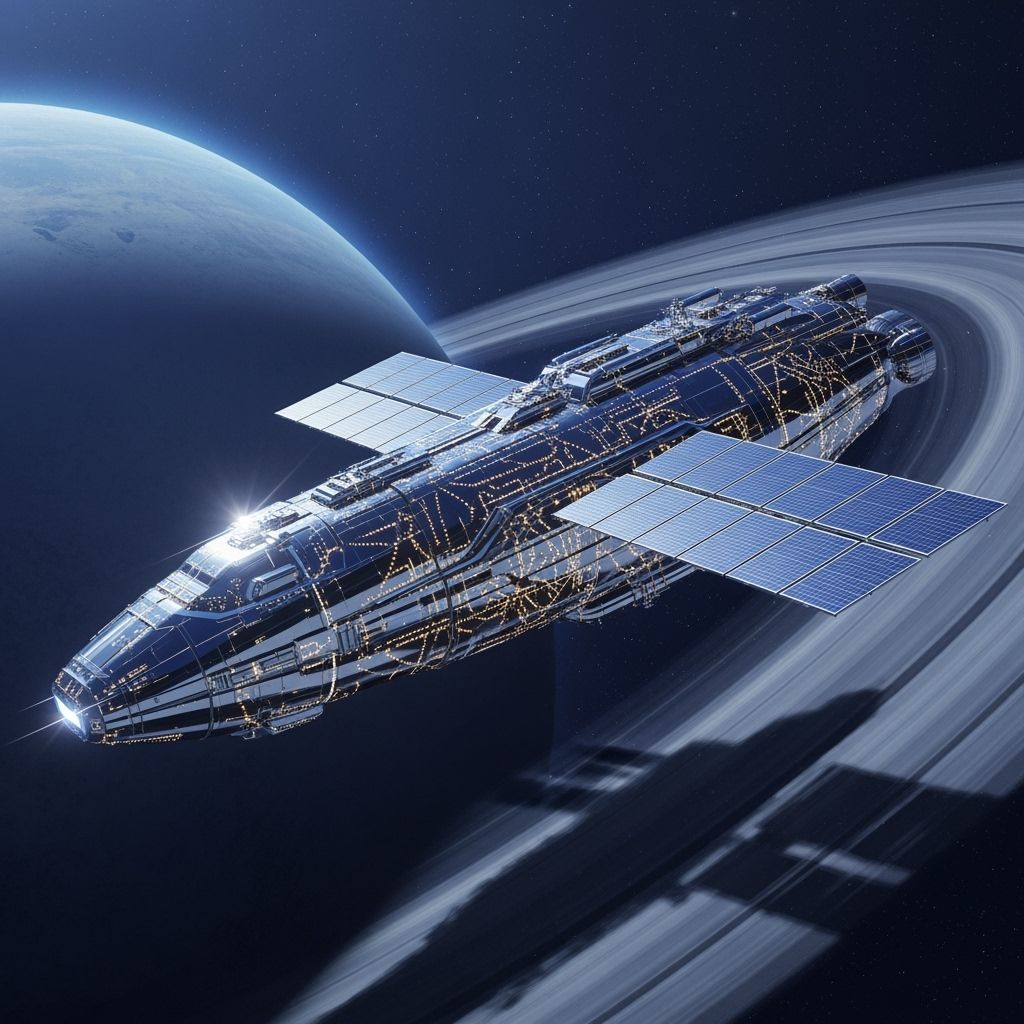 Chrome Spacecraft Glides Through Saturn's Rings