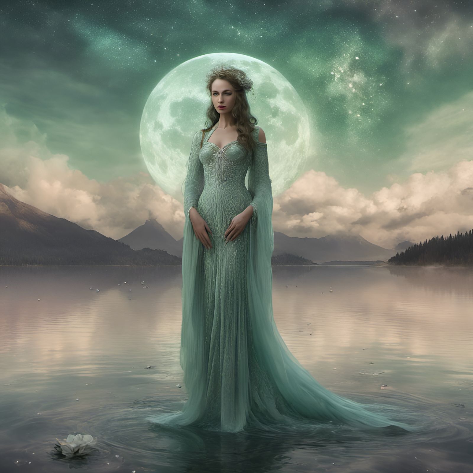 Lunar Lake Divine Feminine: Fantasy Concept Art