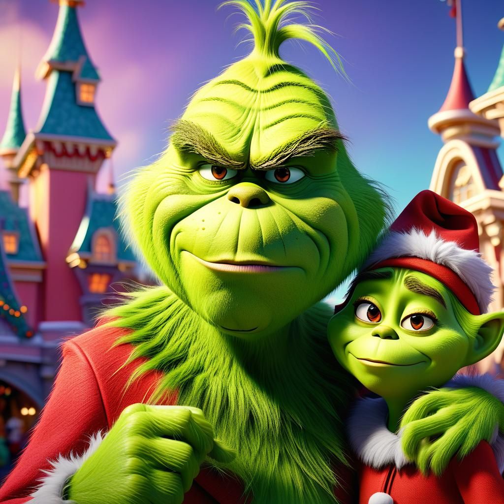 The Grinch and Family Visit Disneyland: 3D Art