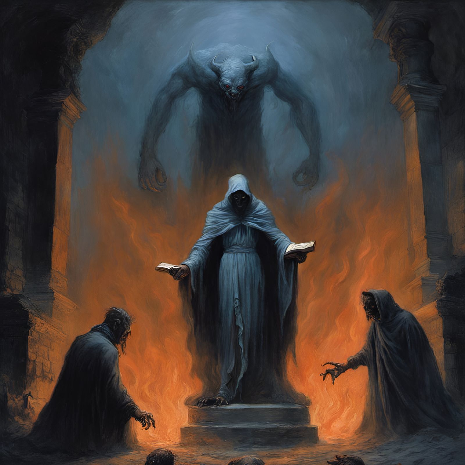 Ominous Demon Book in Horror Style