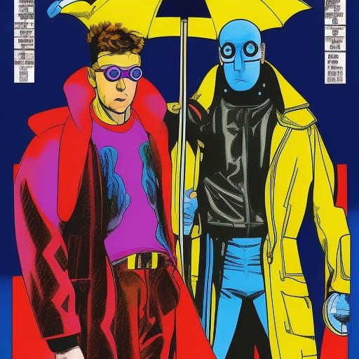 Pet Shop Boys Portrait in Graphic Novel Style