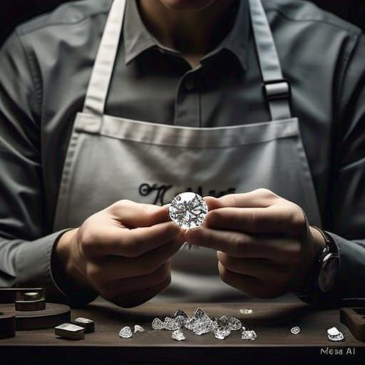 Master Jeweler Holding a Flawless D Diamond in Hyper-Realist...