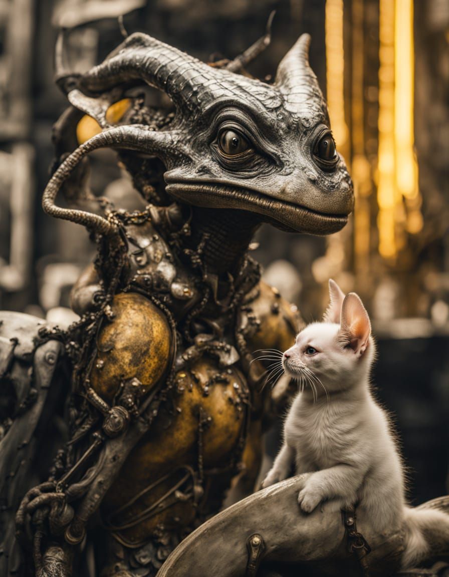 hasn't got handling a kitten down, but the emotion is there