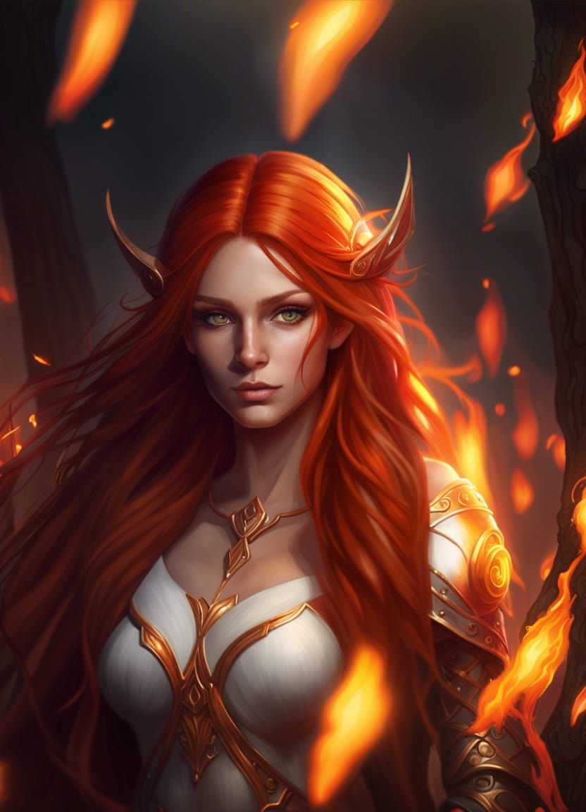 Fire Elf Goddess in Hyper-Realistic Digital Art