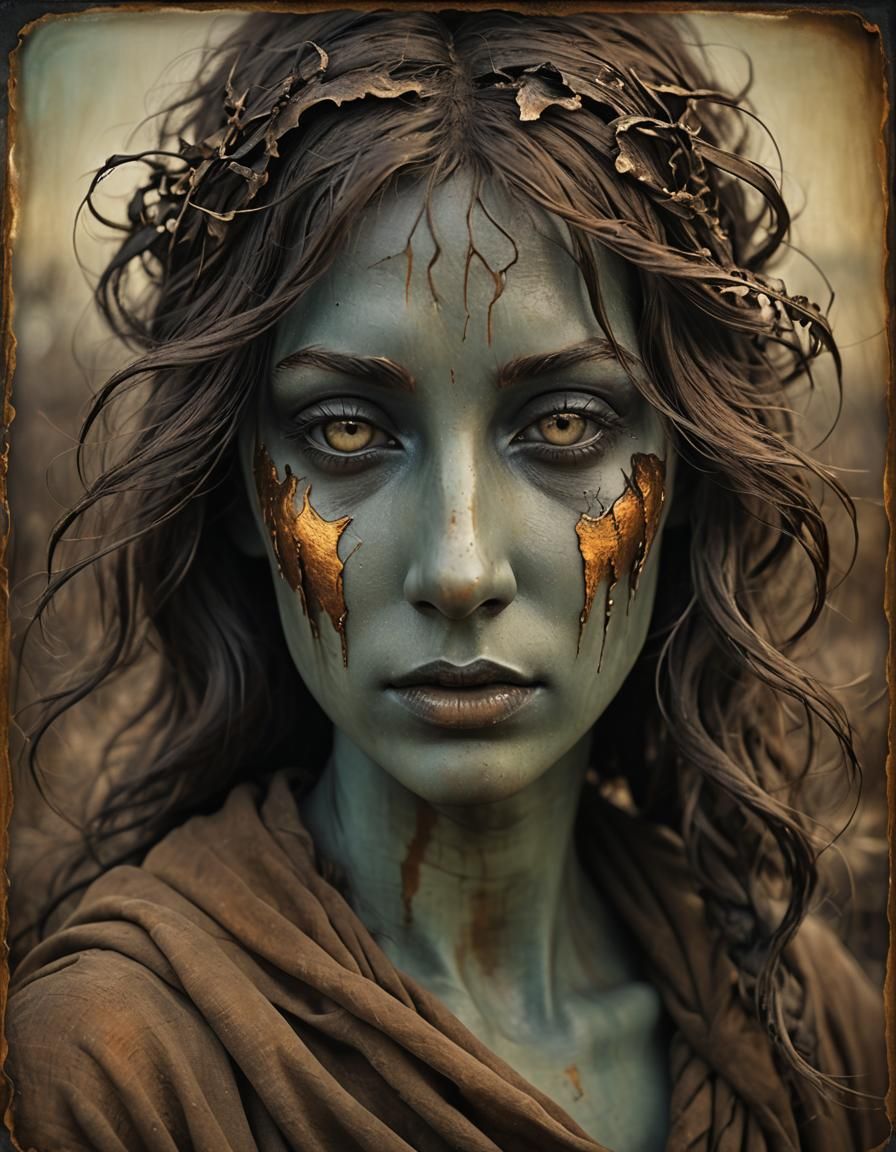 Surreal Liquified Face in Vintage Style