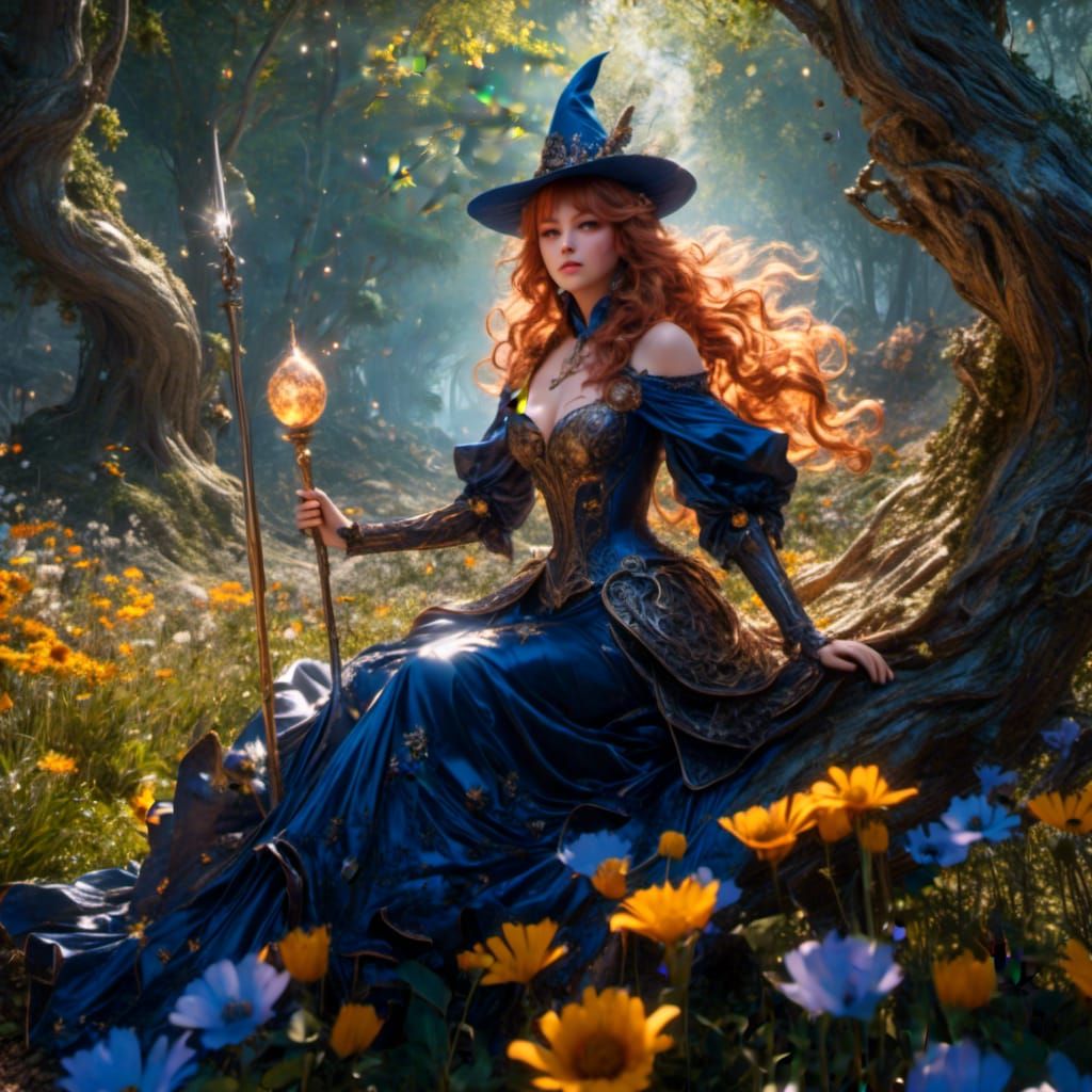 Serene Witch with Volumetric Lighting in Unreal Engine