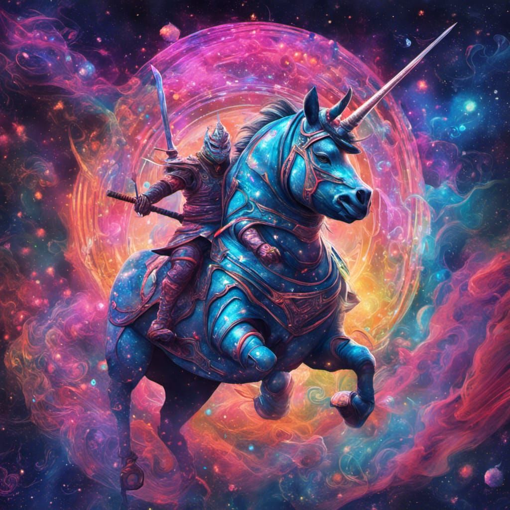 Unicorn Rhino Knight Warrior in Astral Style