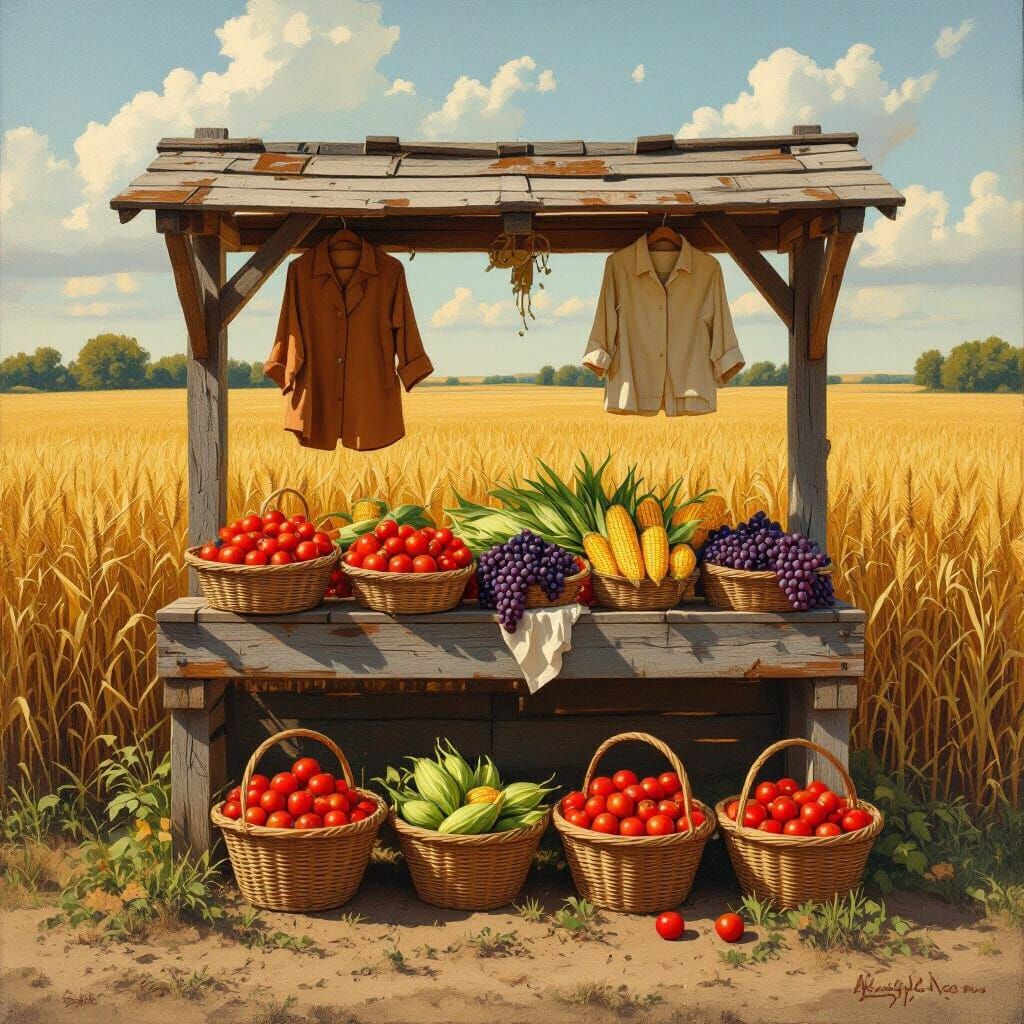 American Realism: Farm Stand at Wheat Field