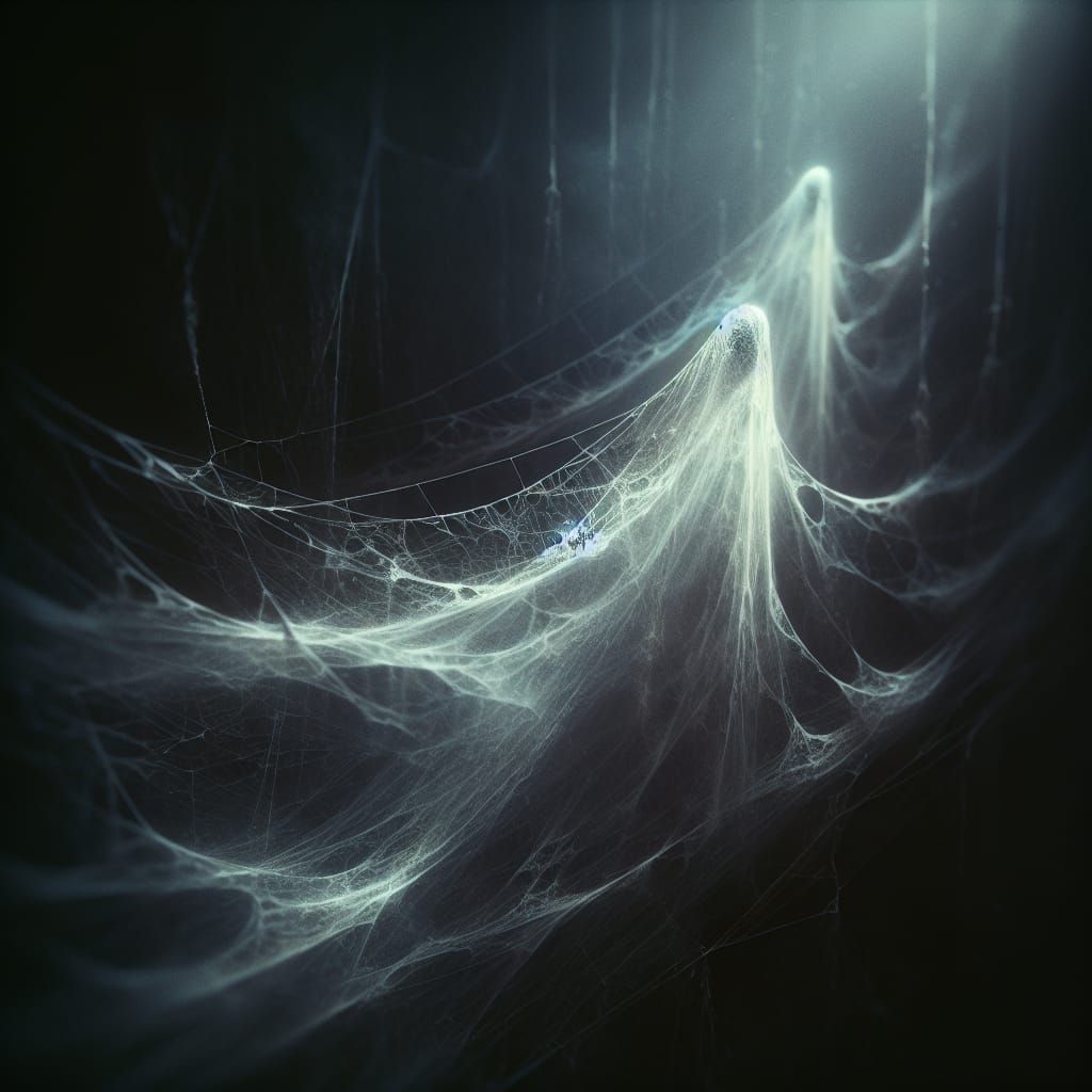 Ethereal Spiderwebs Dance in a Ghostly Waltz