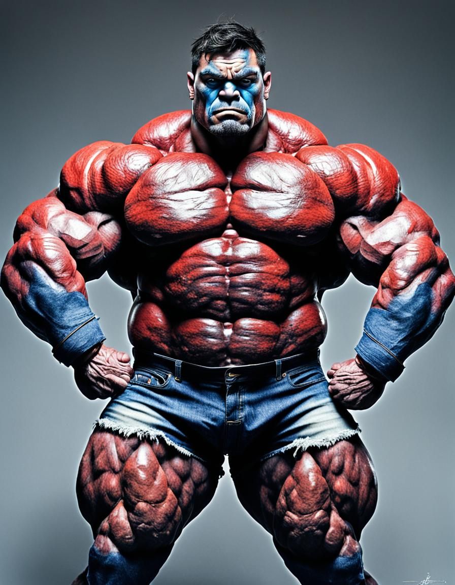 Hyperrealistic Bodybuilder Portrait in Pastel Hues