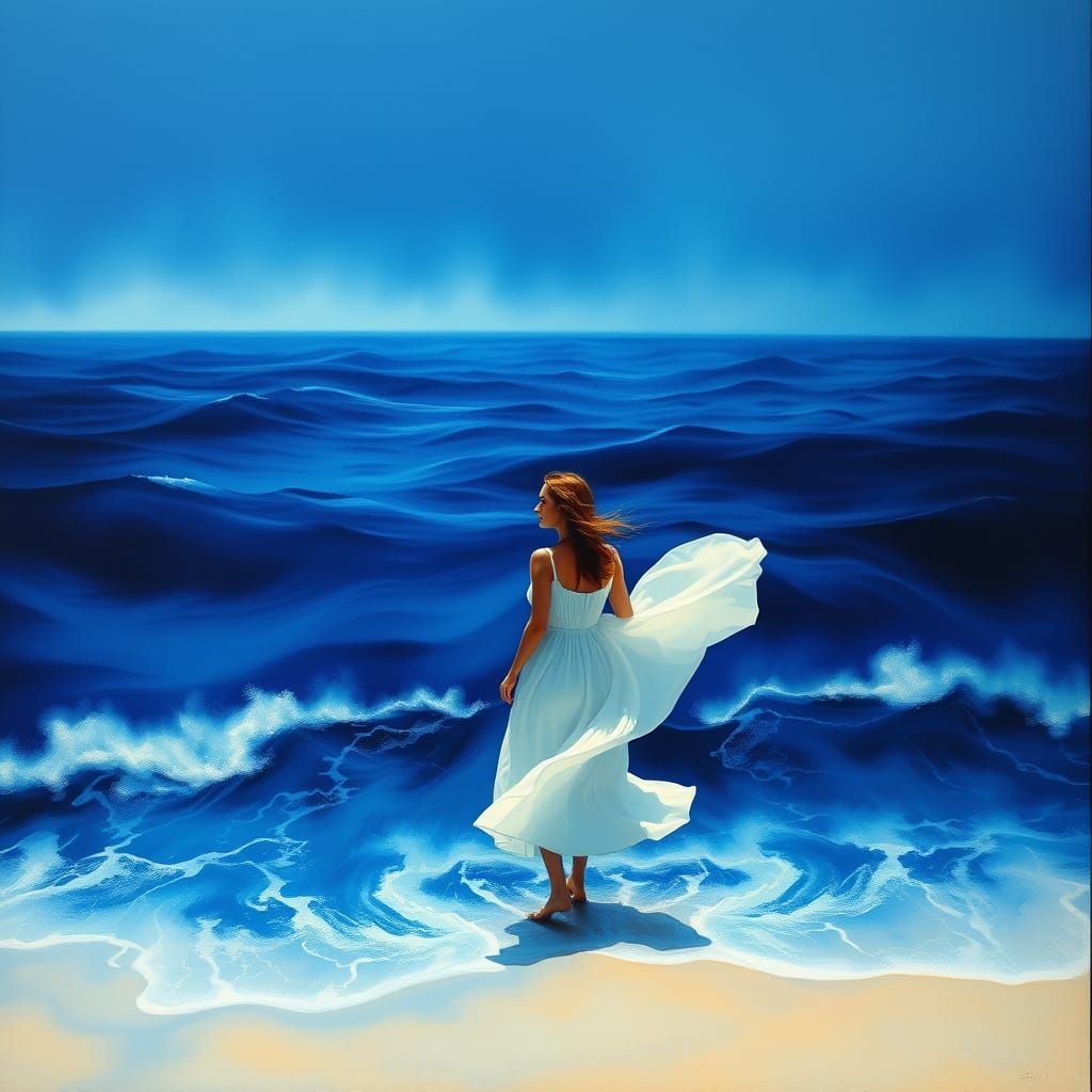 Surreal Ocean Dreamscape in Abstract Expressionist Style