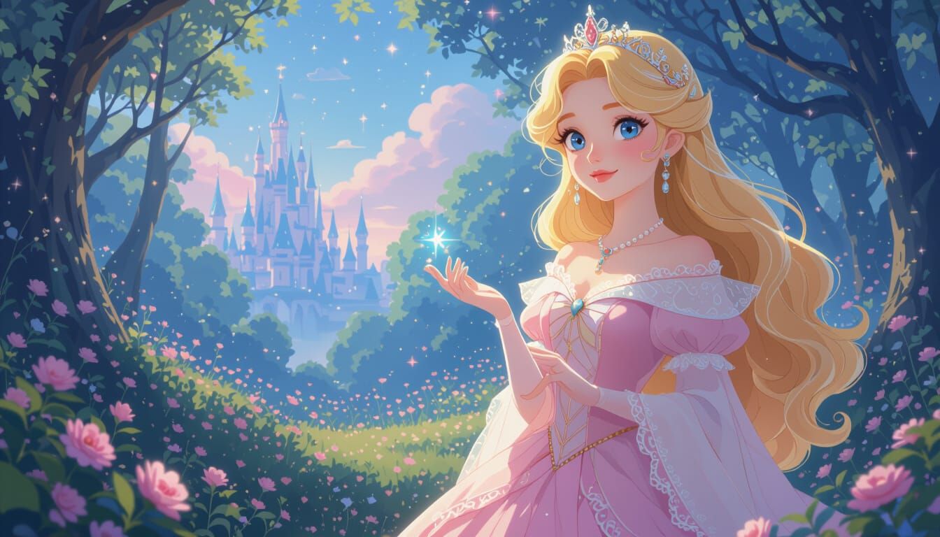 Princess Elara in a Pastel Fairy Tale Magical World