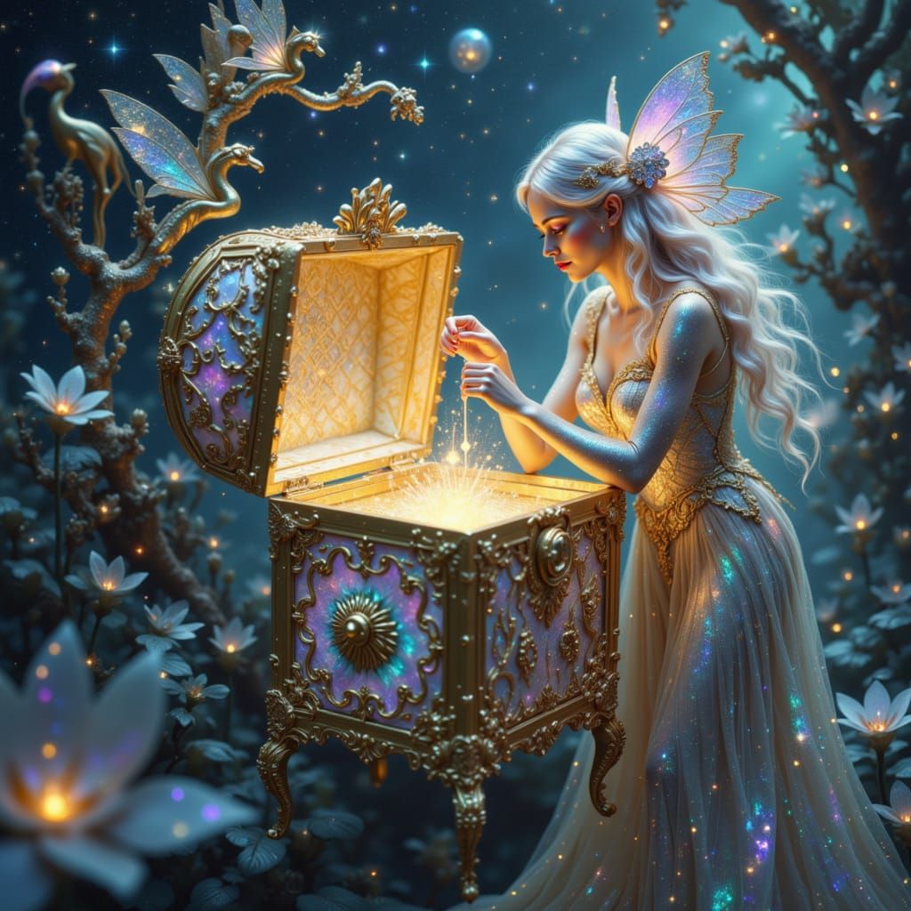 Celestial Seamstress Stitches Cosmic Treasure Chest