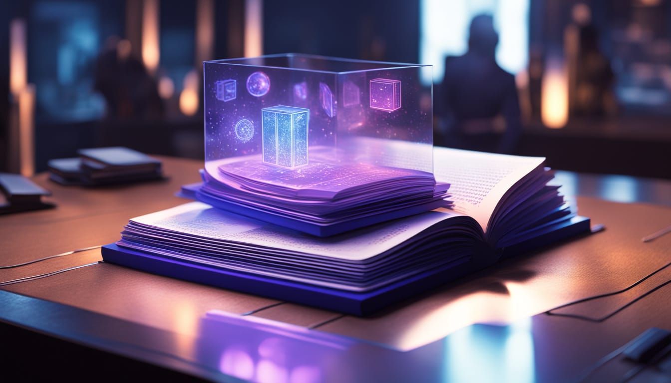 Sleek Futuristic Library in Neon-Lit Cyberpunk Style