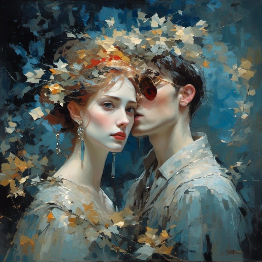 Romantic Scene in Pre-Raphaelite Style