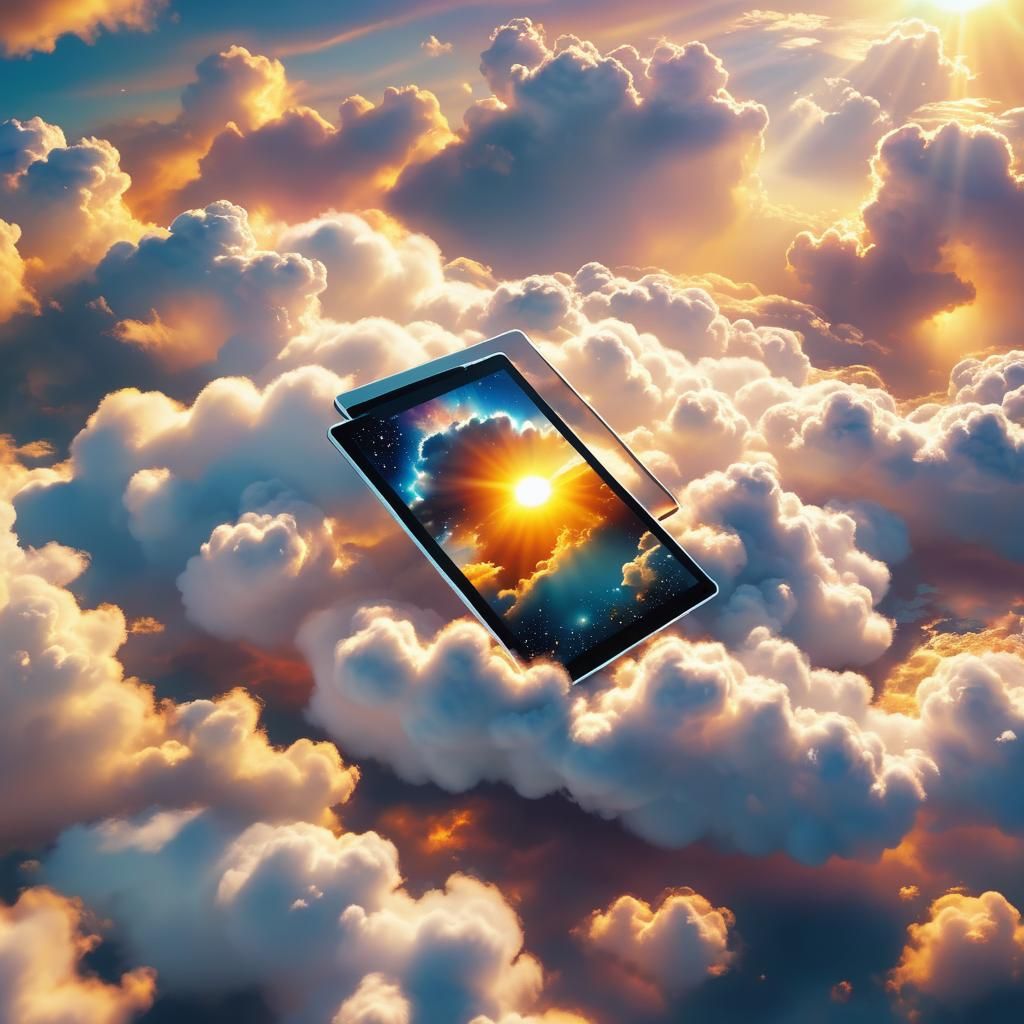 Dreamy Cloudscape: Person Gaming in the Stars