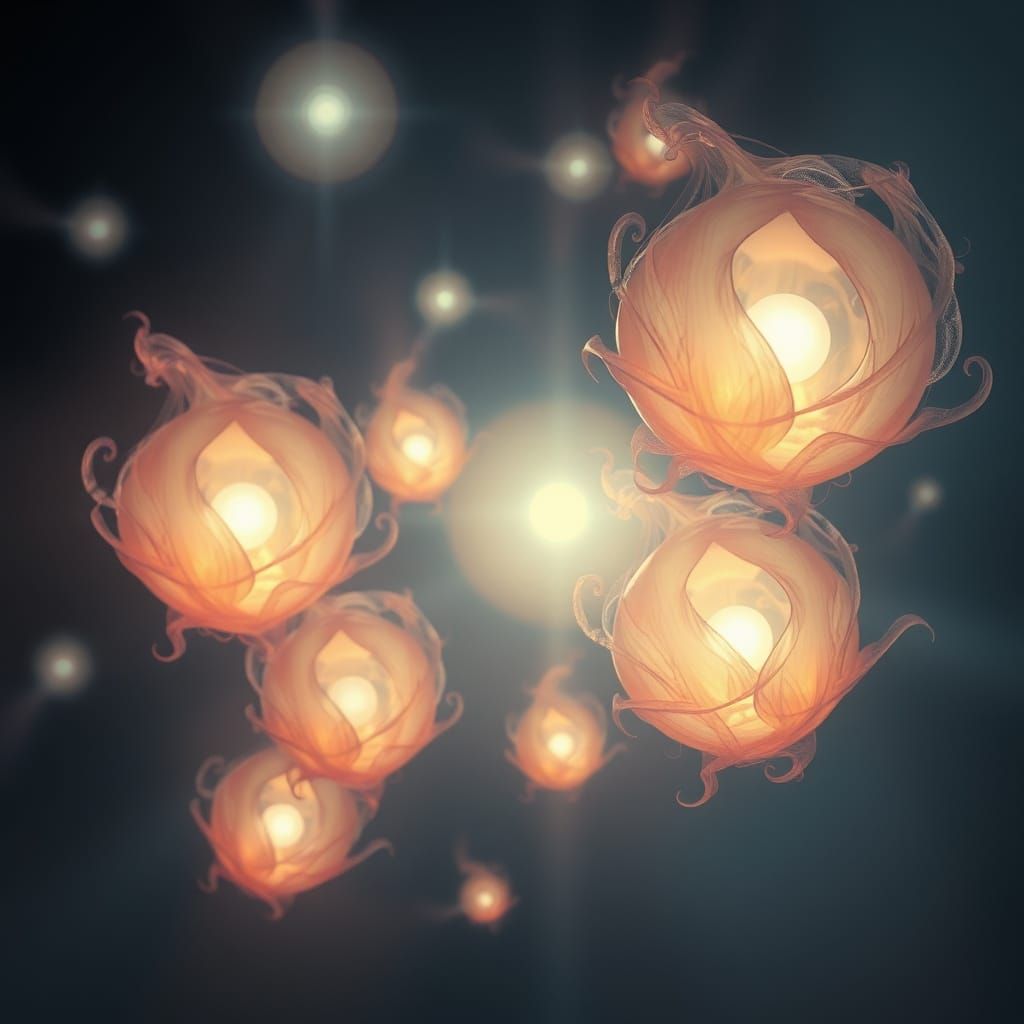 Ethereal Cosmic Orbs in a Dreamy Surreal Landscape