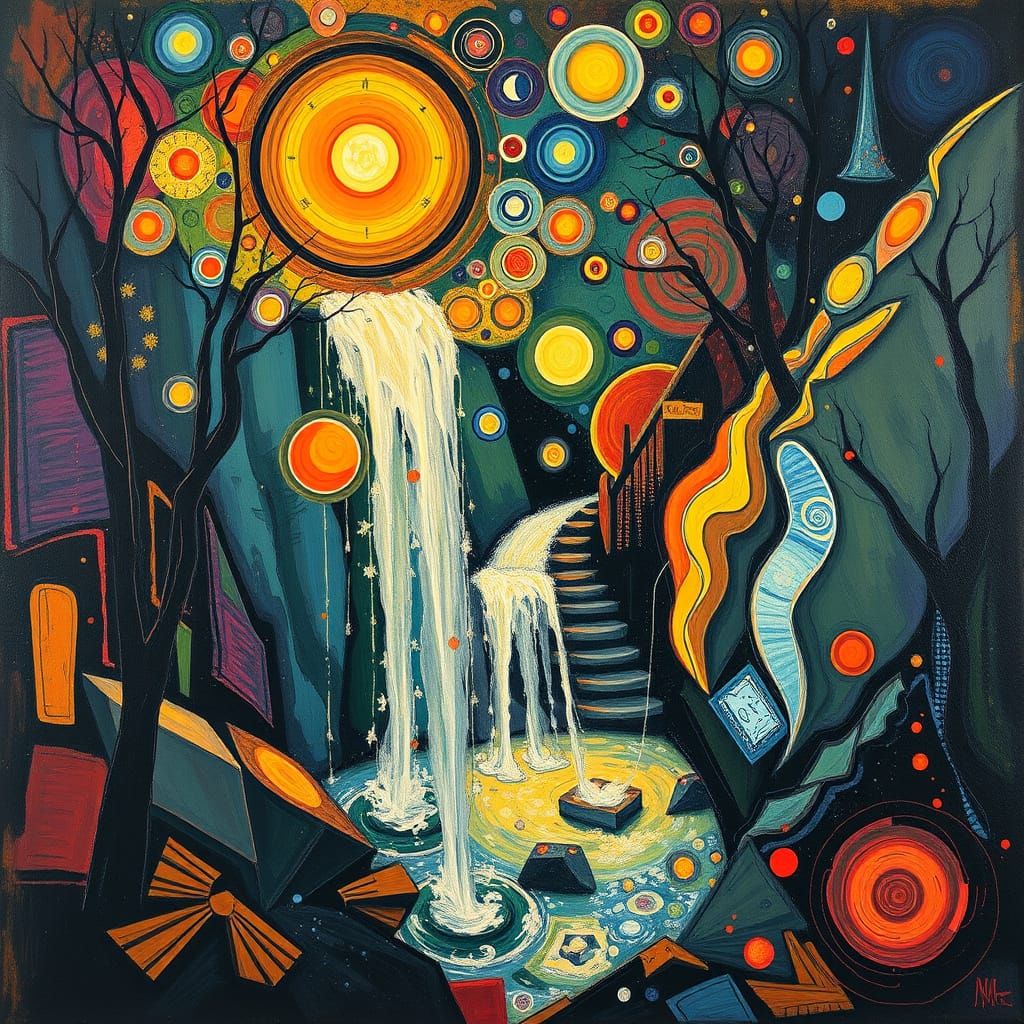 Abstract Surrealism with Dynamic Lighting in Kandinsky Style