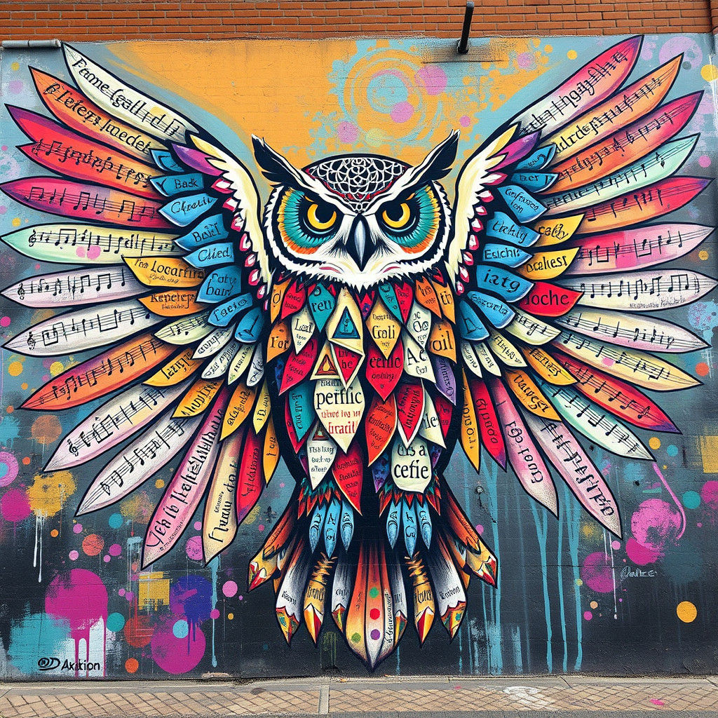 Street Art Mural: Owl of Knowledge