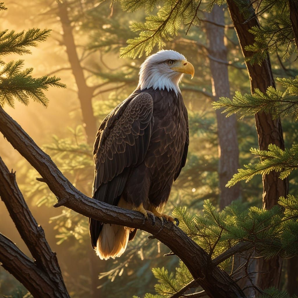Elegant Eagle in Morning Glory